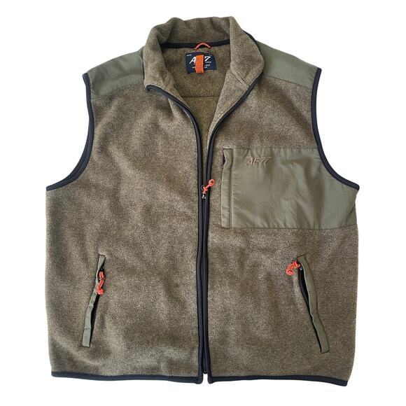 American Eagle AE 77 Performance Green Full Zip Fleece Vest Pockets Mens Large - Picture 1 of 7